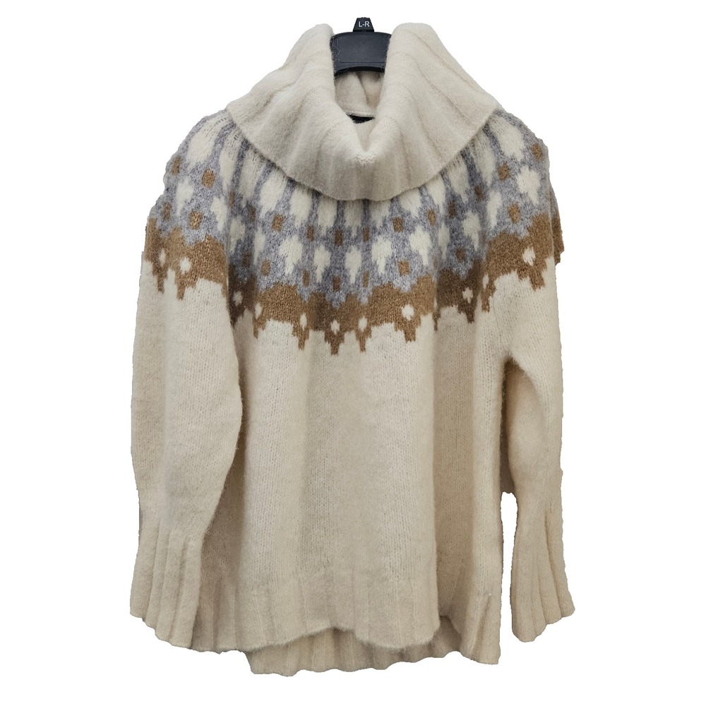 Banana Republic Oversized Turtleneck Sweater Large Bosque Fair Isle Alpaca Blend